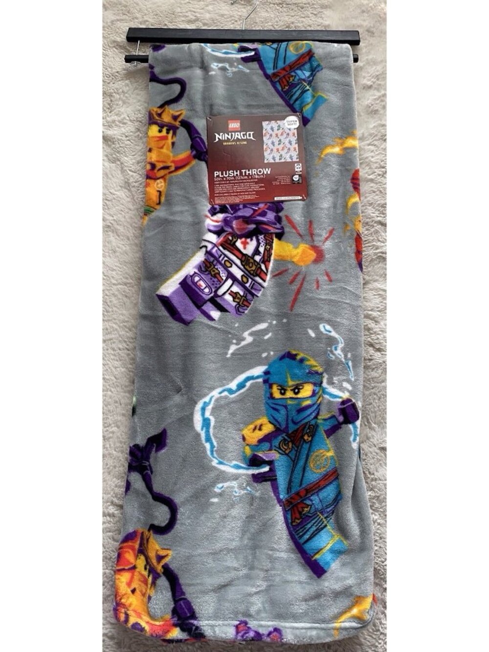 LEGO Ninjago Dragons Rising Plush Throw Blanket 50"‎ X 70” NEW